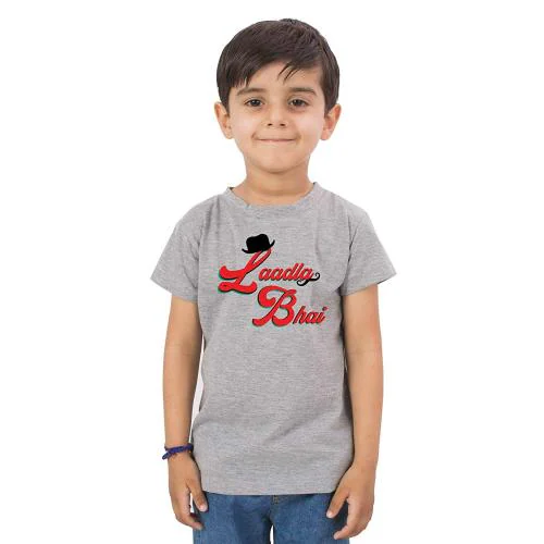 Limit Fashion Store Boys Grey Cotton Ladla Bhai Kids Gift T-Shirt