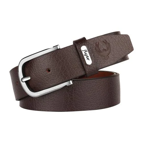 Flyer Genuine Leather Belt for Men with Buckle Closure - Waist Size -42 Formal and Casual Brown Classic Belts for Men (BR1819)