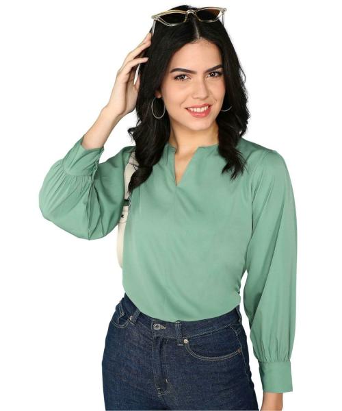 Retrovis Women Mint Green Tops S
