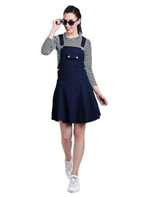 FELLAMO Girls Blue Solid Knee Length Dungaree