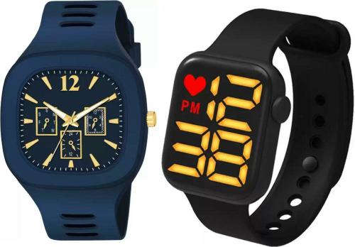 Selloria Analog, Digital Black Dial and Strap Watches for Boys (pack of 2)