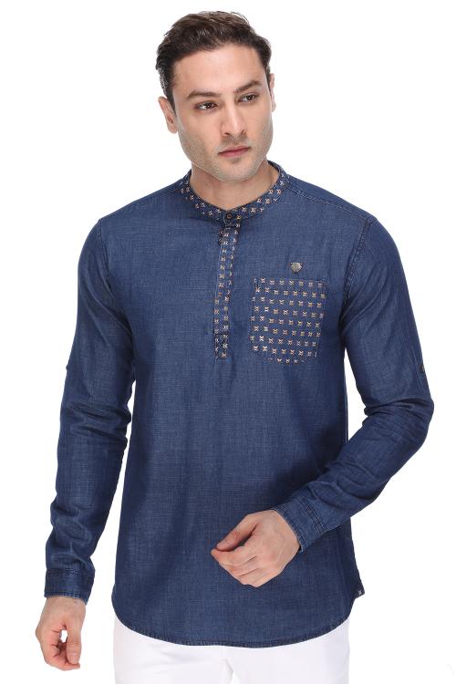 Kuons Avenue Indigo Blue Men's Denim Kurta