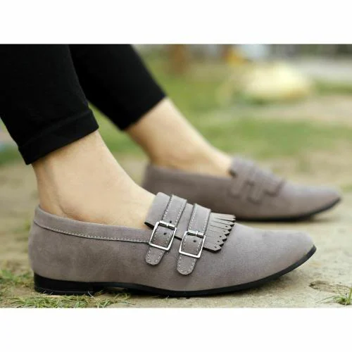 inlazer Loafers Men Formal Shoes|Casual Suede, Black Blue, Grey Men's Loafer Shoes Loafers For Men (Grey)