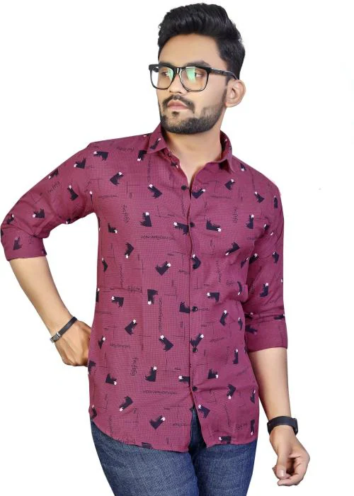 Buy Adwyn Peter Men Pink Printed Polycotton Single Shirt Online at Best