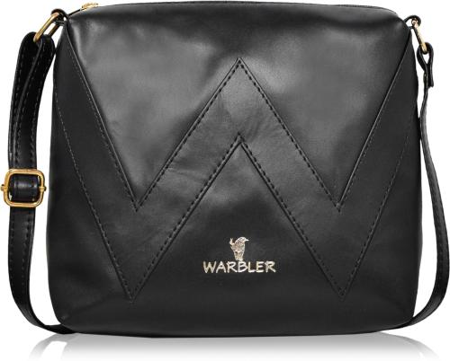 WARBLER Black PU Sling Bag - 7 L