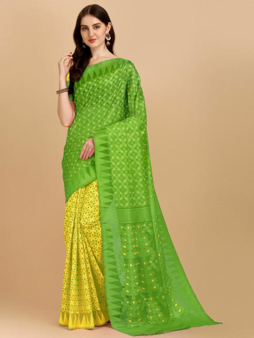 Crally AC Pure Cotton Dhakai Jamdani Saree Without Blouse