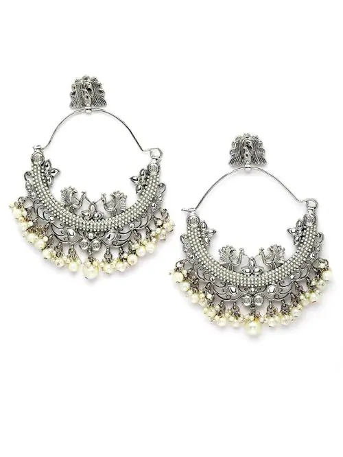 Buy Karatcart Metal Oxidised Silver Embellished Kundan and Pearl