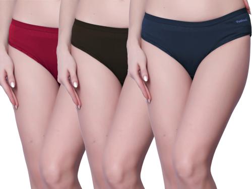 Pantiewala Women Hipster Panty - Cotton Spandex - Anti Bacterial, Full Coverage, Quick Dry, Full Coverage ,Cotton Blend Panties Classic Solid Hipster , Cotton Underwear Panties (Pack of 3) Size - M