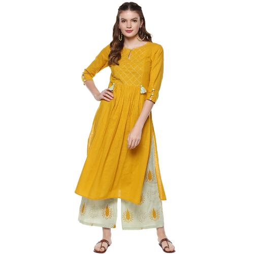Idalia Mustard And Sage Green Kurta Set