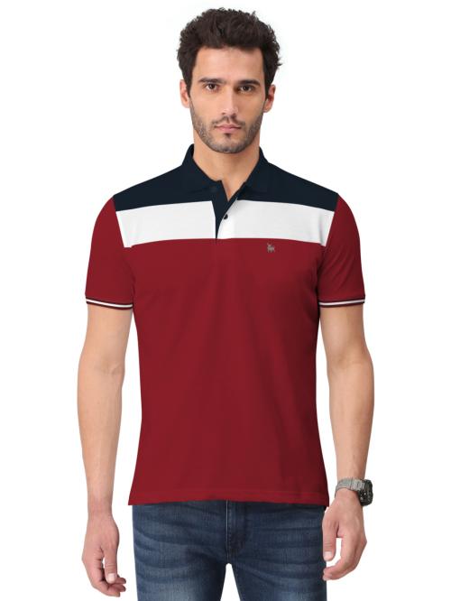BULLMER Trendy Maroon Colorblock Half Sleeve Polo T-shirt For Men T Shirt For Men | Men T Shirt | Men Tshirt | Tshirt for Men | T Shirts | Tshirts | Oversized Tshirt | Men Tshirt