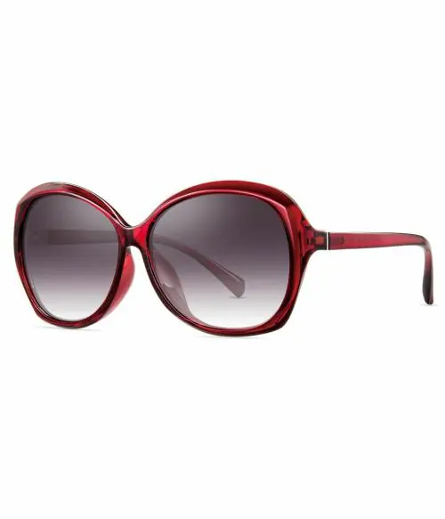 PARIM Polarized & UV Protected Women's Oversized Rectangular Sunglasses, Frame: Wine / Maroon, Lenses: Polarised Gradient Violet