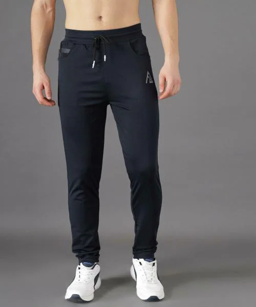 Flying Walker Men Black Solid Lycra Blend Track Pants (36)