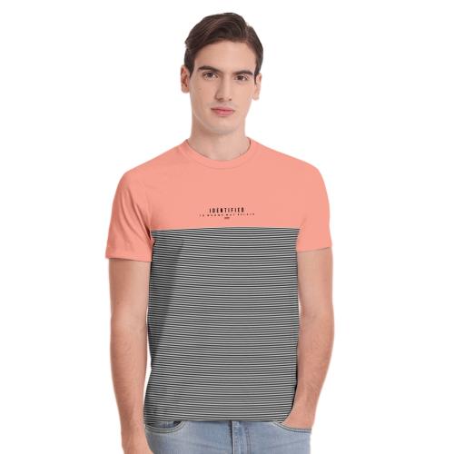 TAB91 Men's Round Neck Printed PEACH Colour T-shirt