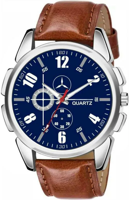 Bolun Analog Blue Dial Brown Strap Watch For Men