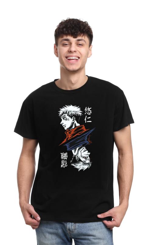 Gojo Satoru anime printed T-shirt for Men and Women Regular fit T Shirts Round Neck Tshirt Black Half Sleeves Pure Cotton