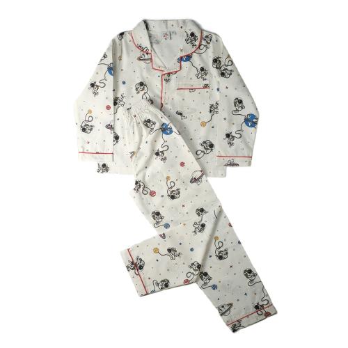 NK Boys & Girls Cotton Printed Night Suit - White 5-6 Years - Space Theme Pack of 1