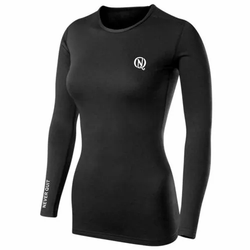 Never Quit Men Full T-Shirt, Cool Dry Athletic Compression Long Sleeve Base Layer Workout T-Shirts