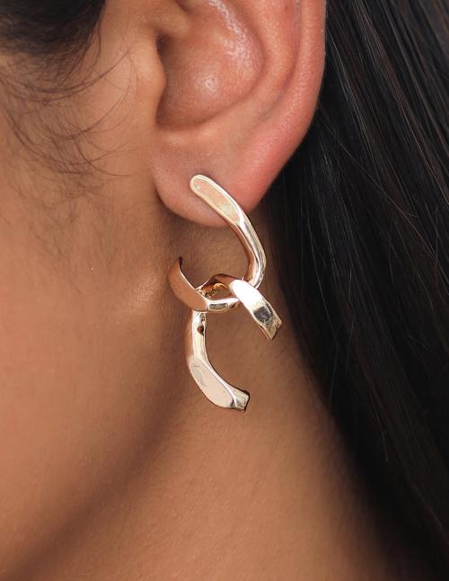 Ayesha Chain Link Gold-Toned Chunky Oversized Hammered Stud Earrings