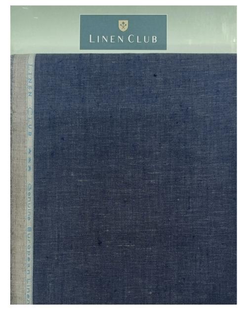 Linen Club Men Dark Blue Solid Linen Shirt Fabric