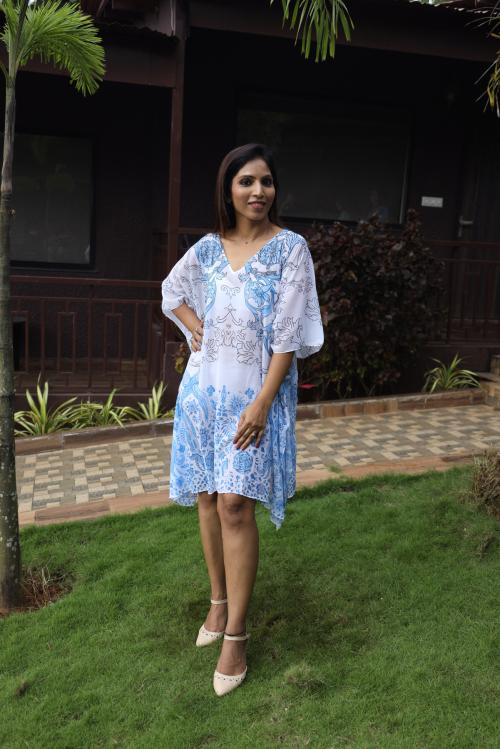 RAJORIA INSTYLE - Women Georgette Digital Printed Beach wear Kaftan Freesize EZXA-2-S