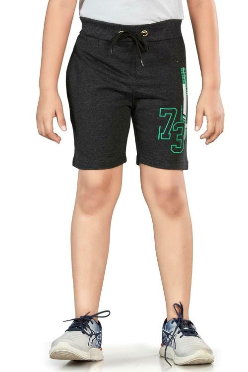 Mukhis Boys Dark Grey Striped Cotton Knee-Long Casual Shorts | 7-8Years