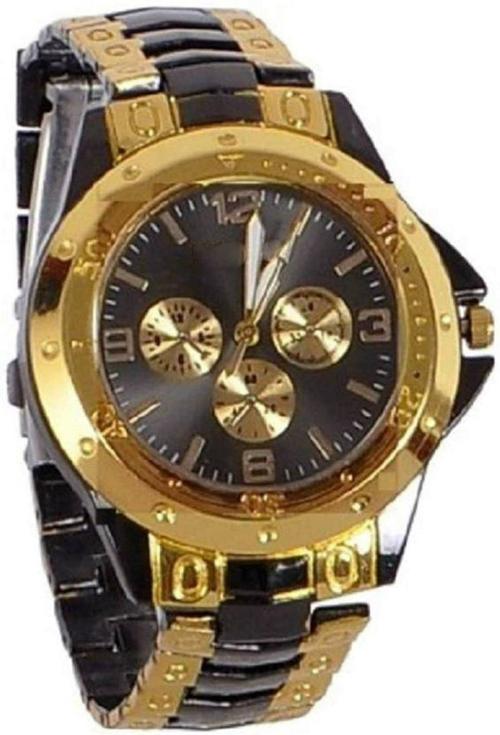 Acnos Analog Multicolor Dial Multicolor Strap Watch For Men - (BLK GOLD IN BLK)