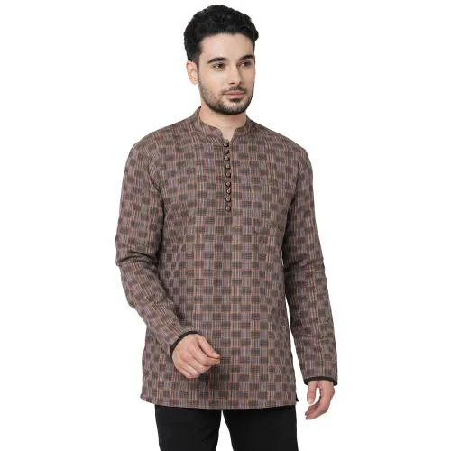 ARCHATTIRE men short kurta golden color soft Cotton with printed gent short loose shirt shirt full sleeve(4XL)