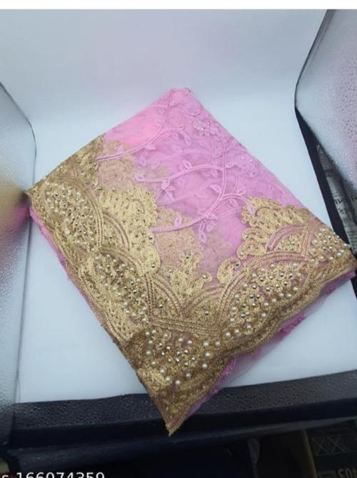 HARMI FASHION Women's New Net Mirror Sari With Unstitched Blouse Piece(Free Size)