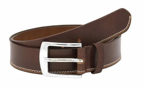 CIMONI Fashionable Pure leather belt for Men Casual With Side Stitched (Chocolate Brown, 44 Inches, Waist Upto -38, Original Buff Leather)