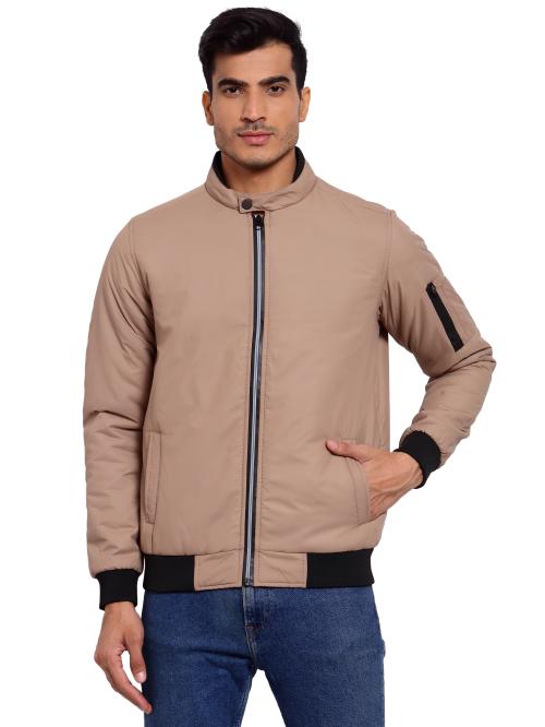 Style Quotient Men Camel Brown Lightweight Outdoor Bomber Jacket