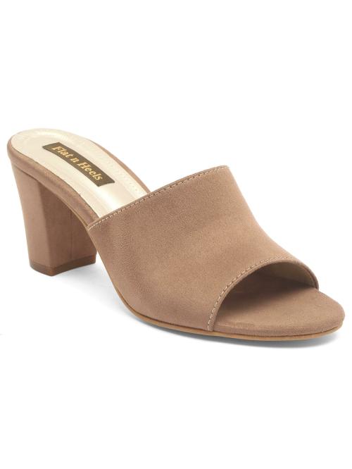 Flat n Heels Khaki Block Heel Sandals for Women