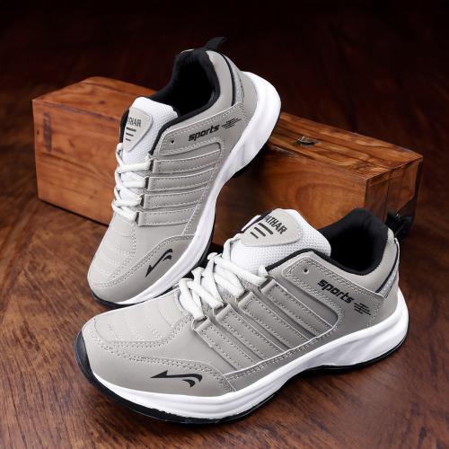 pathar Men's Sport Shoes - Non-Slip, Durable, and Comfortable Sneakers for Running, Walking, and Casual Wear (Colour - Grey) (Size - UK 10)