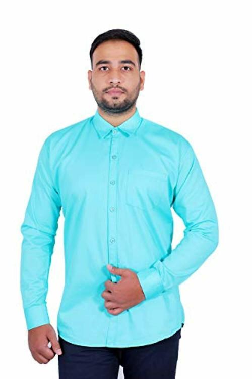 REPLETE Men Pastle Blue Solid Cotton Casual Shirt - 40
