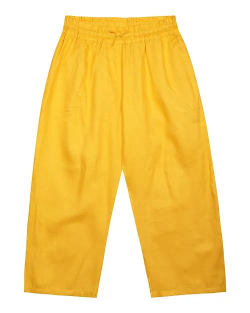 Budding Bees Girls Pocket Embroidered Pant-Yellow