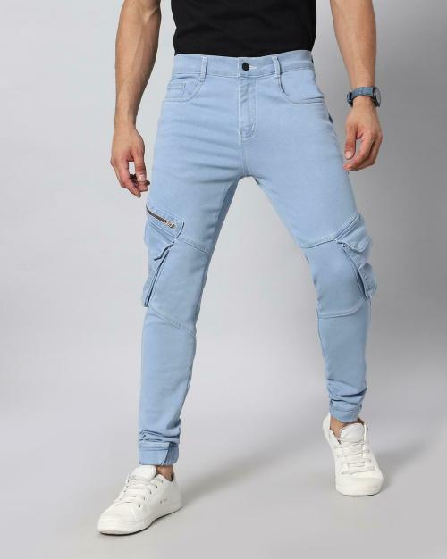 Arbia Funki Men Light Blue Denim Cargos