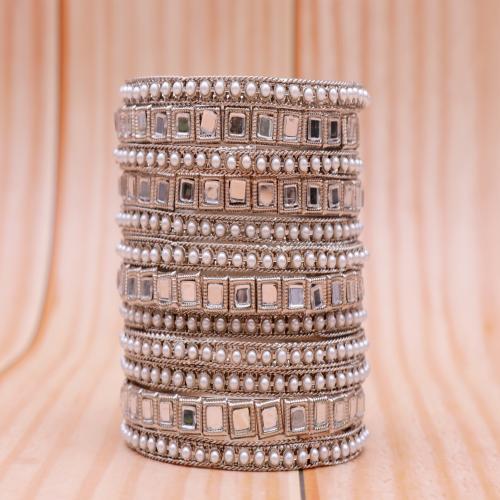 Buy Navjai Traditional Jewellery Antique Look Pearl Studded Mirror