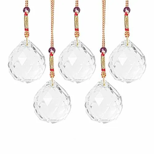REBUY Feng Shui Crystal Hanging Ball Sun Catcher (Pack of 5)