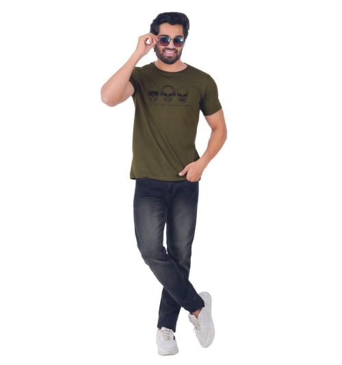 Ferocious Graphic Men Round Neck T-Shirt_Olive_XL