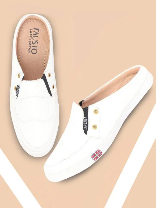 Buy FAUSTO Men White Casual SlipOn Shoes (8 UK) Online at Best Prices