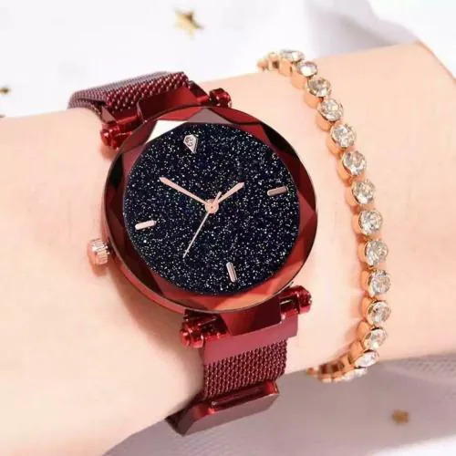 Watchstar Analog Black Dial Red Strap Watch For Women