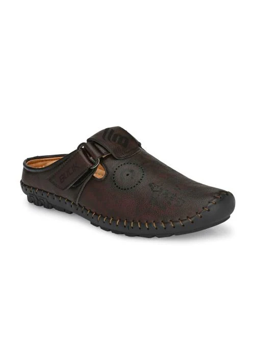 Bucik Men's Brown Synthetic Leather Slip-On Casual Sandal