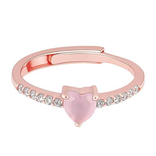Giva Sterling Silver One Size Rose Gold Heart Of Gold Ring