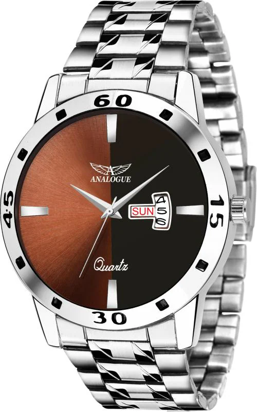 Analogue Analog Multicolor Dial Silver Strap Watch For Boys (Anlg-435-Brown-Double-Shade)
