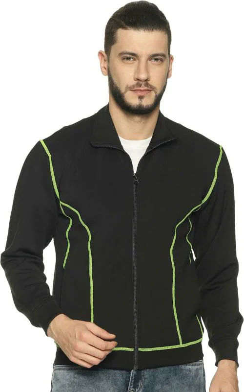 HPS Sports Men Black Cotton Blend Solid Jacket (XXL)