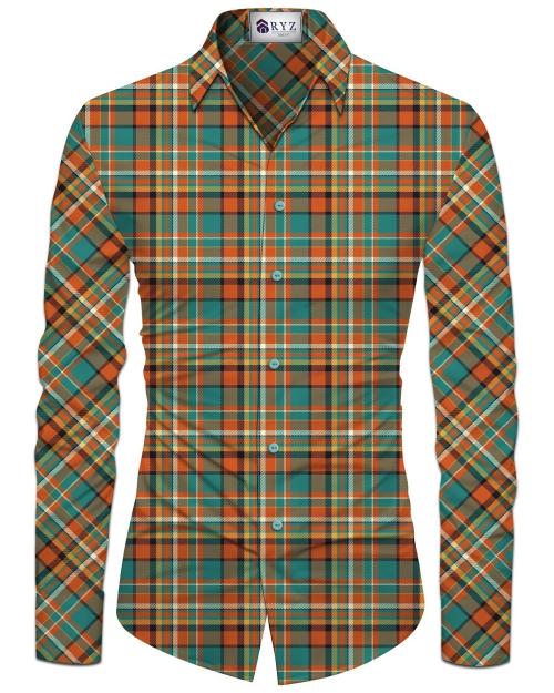 RYZ Men Multicolor Checkered Polyester Single Shirt Fabric