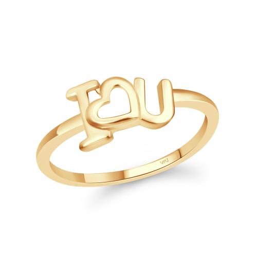 Vighnaharta valentine Ring valentine jewellery ring love ring heart shape ring alphabet ring Initial I LOVE YOU (CZ) Gold Plated Ring For Girls[ VFJ1627FRG7]