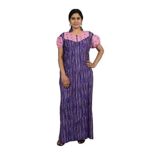 OSF Printed Cotton Nighty for Ladies Nightwear Sleepwear Night Gown for Womens ( Pack of 1, Pink; Size:- XL)