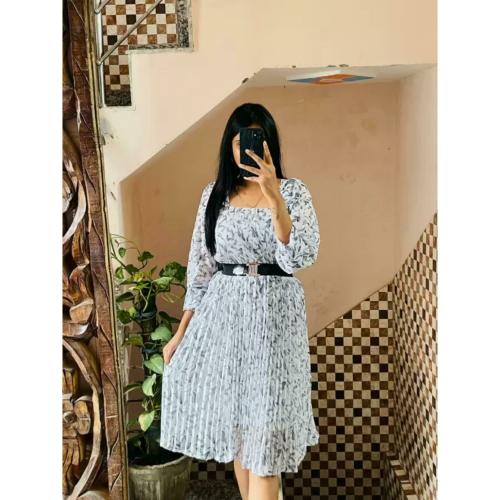 Pershoppe Women Fit and Flare White, Black Dress