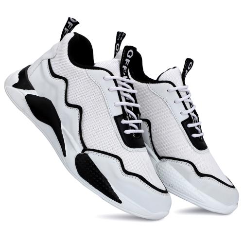 Ranway Shoe Men's White Mesh Comfortable Lace-Up Sports Shoes