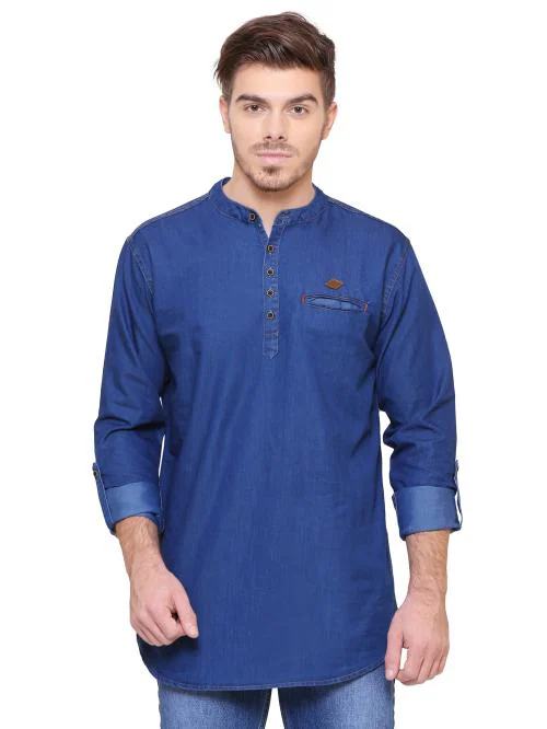 Kuons Avenue Ink Blue Men's Denim Kurta